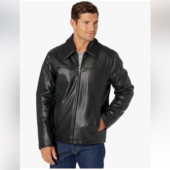 COLE HAAN Vegan Leather Shirt Collar Jacket - Picture 1 of 11